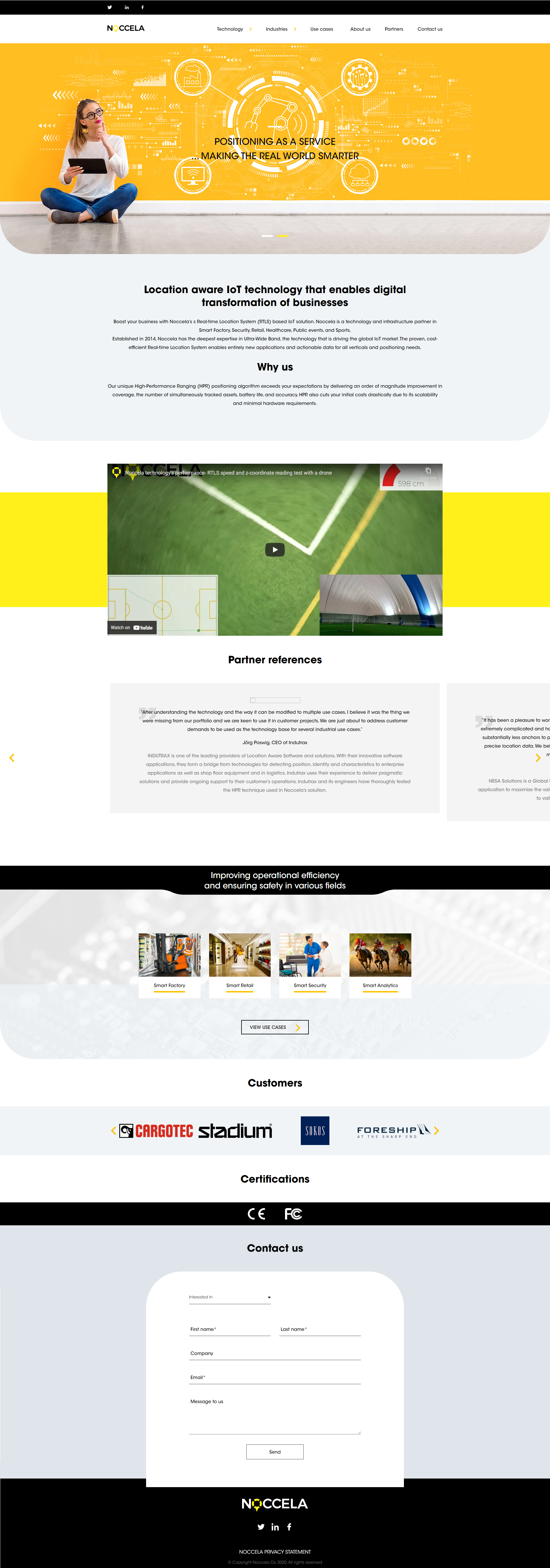 Forsiden af WordPress landingssiden med animerede grafikker og partnerreferencer
